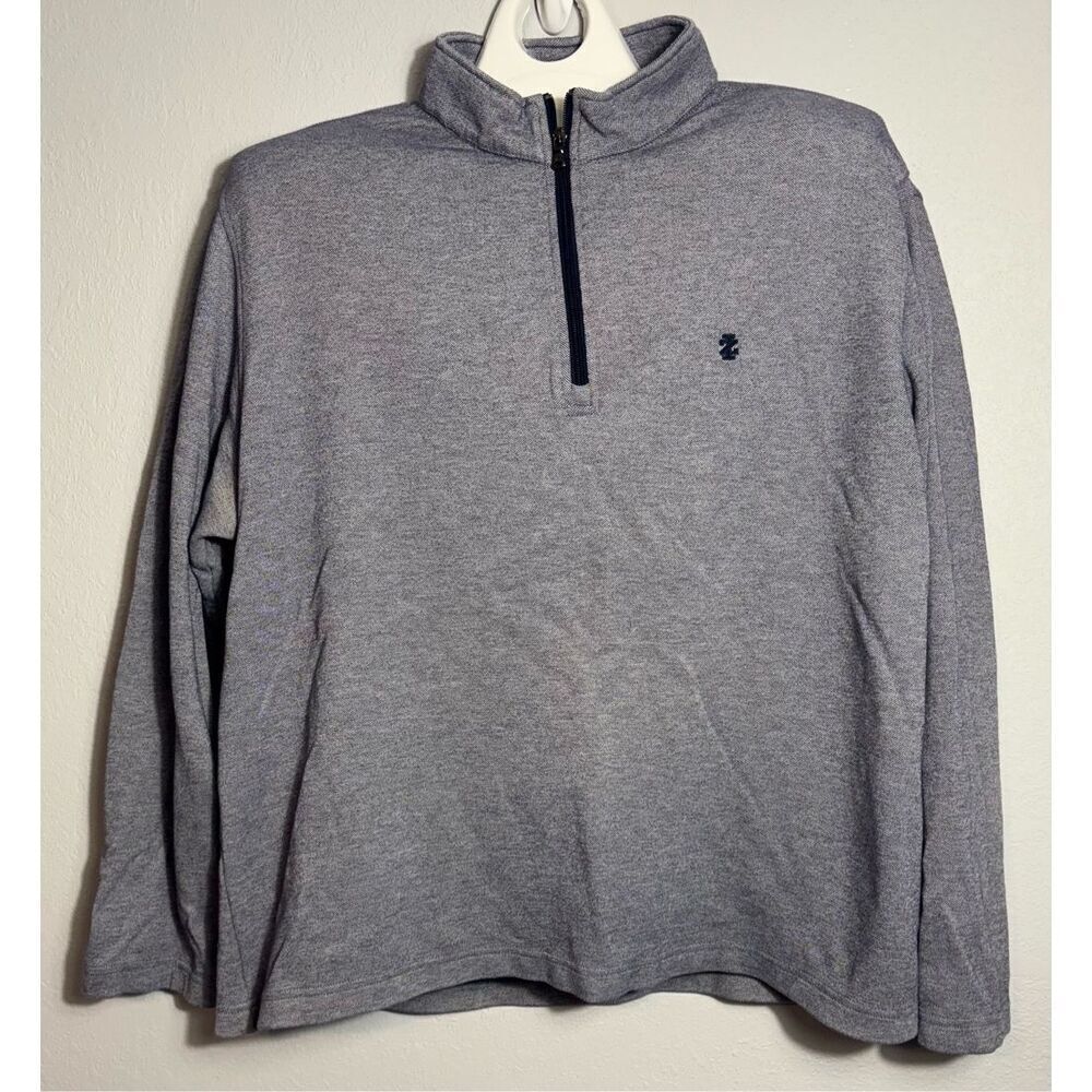 IZOD Sweatshirt Mens 2XL XXL Gray 1/4 Zip Pullover Fleece Golf Stand Collar - Picture 3 of 10